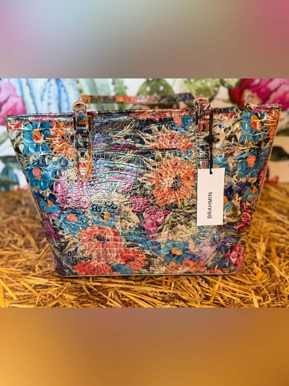 Brahmin Medium Asher Lasso Flowers Tote Melbourne Leather NWT PRICE FIRm - Picture 5 of 15